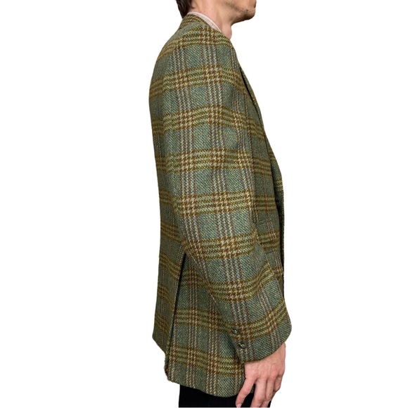 Vintage Men’s Green Plaid Blazer Sports Coat Two Button Union Made Mid-Century M - Picture 2 of 10